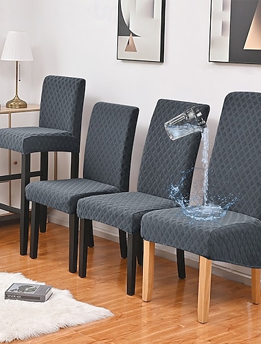  1 funda elástica para silla de comedor de jacquard, funda elástica para silla con respaldo alto XL, funda para silla de bar, funda protectora para silla con banda elástica para comedor