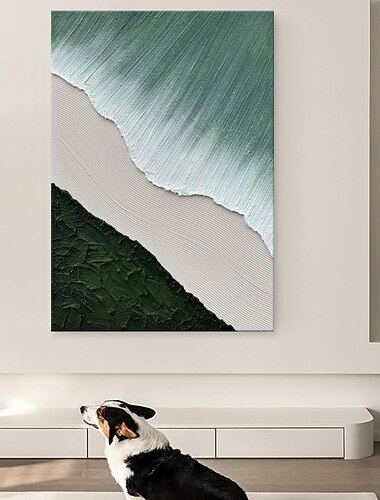  pictură în ulei realizată manual, pânză, artă de perete, decorare, textură abstractă simplă, val de mare, pentru decor casnic, cadru întins, pictură suspendată/pictură rulată fără cadru, neîntinsă