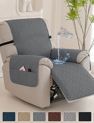  Fundas para sillones reclinables 100 % impermeables, fundas antideslizantes para sillones reclinables con bolsillo, protector de muebles acolchado lavable para sillones reclinables para niños y