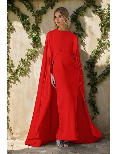  Kappenkleid Etuikleid/Säulenkleid Abendkleid elegantes Kleid formelle Hochzeit bodenlang ärmellos Rundhals Chiffon 2025