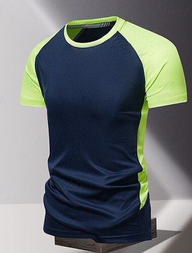  Per uomo Maglietta Camicia a Maniche Corte Manica Corta Girocollo Estate Primavera Blocco di colori Moda Designer Essenziale Patchwork Asciugatura Rapida Vacanza Streetwear Uscire Nero Bianco Blu