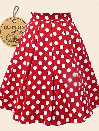  Élégant Pois Classique Jupe Une Ligne Jupe Mini-jupe Impression Femmes Carnaval Saint-Valentin Mascarade Vacances Tenue Quotidienne Enterrement de Vie de Jeune Fille Adulte Jupe Printemps & Été