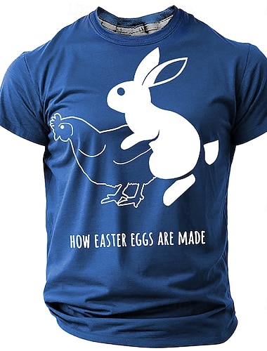  Pâques Homme Animal Drôle T-shirt Manche Courte T-shirt Impression 3D Col ras du cou Col rond Chemise Mode Quotidien Occasionnel Rue Occasionnel Quotidien Noir Rouge Bleu Été Printemps Toutes saisons