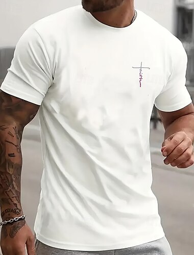  Herren T Shirt T-Shirt Kurzarmshirt Kurzarm Rundhalsausschnitt Sommer Frühling Kreuz Mode Designer Basic Druck Urlaub Straße Ausgehen Schwarz Weiß Top T-Shirt für Herren