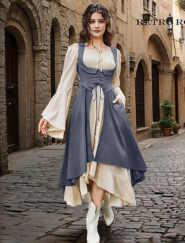  Medieval Renascentist Rochie de Cocktail Costum Cosplay Rochii de bal Ren Faire Viching Outlander Pentru femei Celtic Pirat Fantezie Mascaradă LARP Ren Faire Festival Adulți Rochie