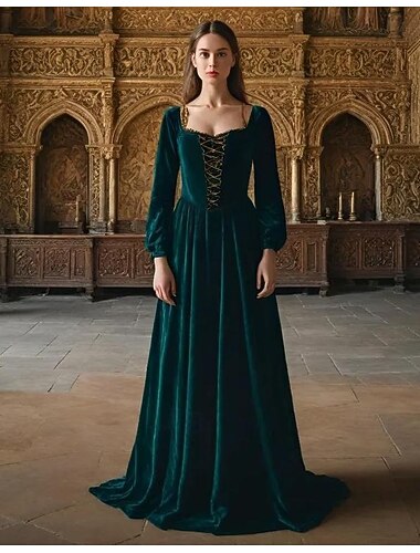  Retro vintage Middeleeuws Renaissance Jurken Gala jurk Koningin Viking Dames Keltisch Koninklijk Halloween Carnaval Prestatie Feest LARP Volwassenen Kleding