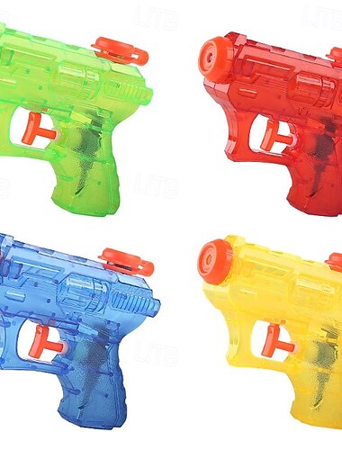  Lot de 4 pistolets à eau colorés pour garçons et filles, petits pistolets jouets en plastique pour plage, parc aquatique, piscine, cadeaux de fête (couleur aléatoire)