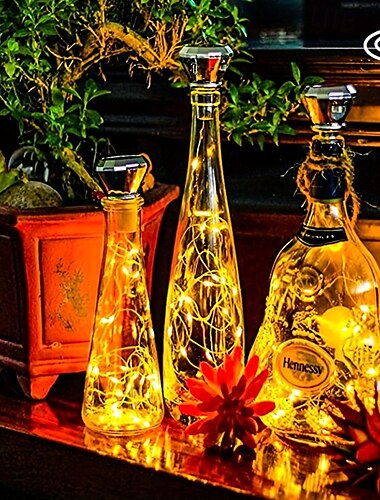  Солнечная бутылка для вина, пробковая лампа, алмаз, 20 светодиодов, медная проволока, открытый водонепроницаемый сказочный струнный светильник, украшение для сада, свадьбы, двора, 2 м (78,74 дюйма)