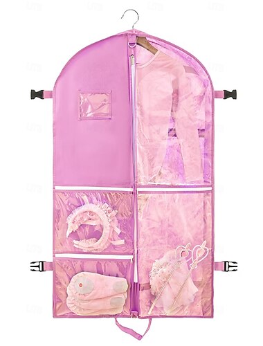  Kleidersack mit 4 Taschen und Schnallenriemen, 110 x 60 cm faltbare Vlies-Reisekleiderhülle mit Tragegriff, staubdichte Aufbewahrungstasche für Herrenmantel, Jacke, Kinderkleidung