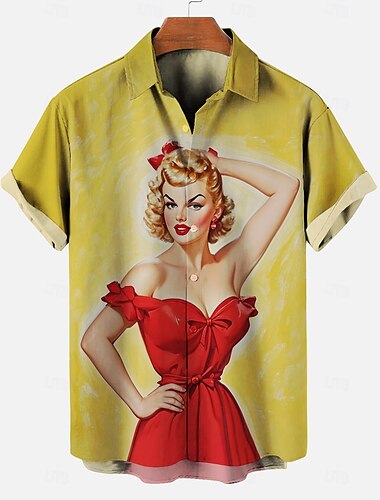  Blouse / Chemise Affiche rétro Fille rétro Graphique Pour Homme Adulte Mascarade Impression 3D Vacances Soirée