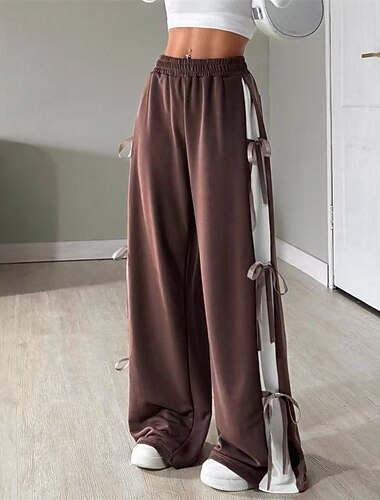  Pentru femei Pantaloni Sport Pantaloni Pantaloni de Alergat Modă Șic Stradă Lungime totală Talie medie Bloc Culoare Peteci Talie elastică Respirabil Comfortabil Micro-elastic Stradă Purtare Zilnică