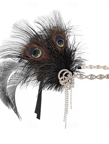  Velký Gatsby Bubenová čelenka Korálkový náramek Náušnice Velký Gatsby Peří Retro Třpytivý lesk Dámské Karneval Valentýna Plesová maškaráda Párty večerní šaty Plesová maškaráda Festival Dospělé