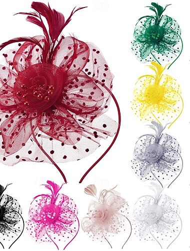  fascinators καπέλο λουλούδι πλέγμα τσαγιού καπέλο fascinator πέπλο κεφαλόδεσμο για γυναικείο πάρτι γάμου