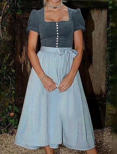  Karneval Oktoberfestbier Kostüm Kleid Dirndl Trachtenkleider Oktoberfest / Bier Bayerisch Wiesn Wiesn Damen Stoff im traditionellen Stil Kleid