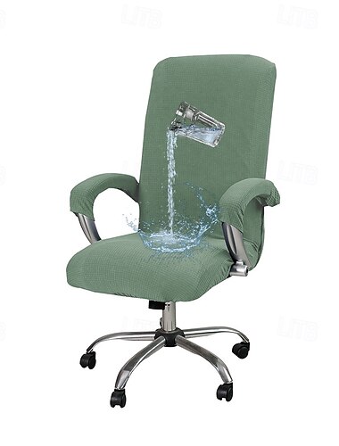  Fundas para sillas de oficina, funda elástica resistente al agua para silla de computadora con cremallera duradera, ajuste universal, silla con respaldo alto de estilo moderno y simplista