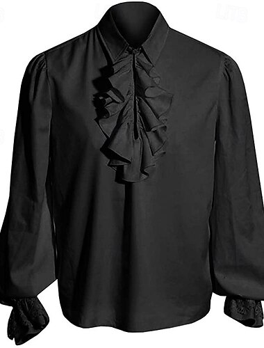  Punk & Gothic Mittelalterlich Renaissance Hemd Ritter Einfarbig Damen Seeräuber Maskerade Leistung Party Maskerade Erwachsene Hemd Ganzjahres