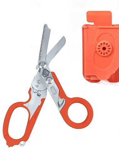  Notfall-Traumaschere mit Holster, faltbare Scherenzange aus Edelstahl, Rettungsschere für Outdoor-Camping, Glasbrecherwerkzeug