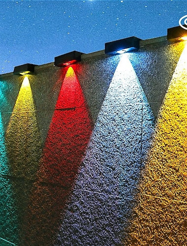  LED Außenwandleuchte Solarlampen RGB/warme Beleuchtung für den Außenbereich, wasserdicht, hohe Helligkeit, Solar-Wandleuchte, Garten, Hof, Balkon, Zaun, Garage, Veranda, Wanddekoration, 1/2/4 Stück