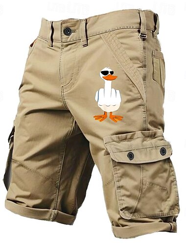  Herren Grafik Lustig Ente Cargo-Shorts Arbeitsshorts Mittlere Taille Klassisch Lässig Outdoor Campen und Wandern Mehrere Taschen Designer Bekleidung