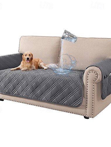  Fundas de sofá 100 % impermeables para perros, fundas de sofá para mascotas, fundas de asiento de sofá lavables con bolsillo lateral para sofá de 3 cojines, funda protectora de sofá para mascotas, fundas de sofá