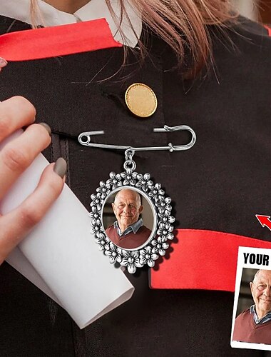  Gepersonaliseerde afstudeerspeld broche, aangepaste fotobedel, het beste huwelijks- of afscheidsherdenkingsgeschenk voor een jubileum of verjaardag, ideaal voor vrienden en familie