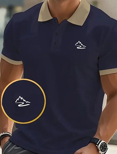  Homme Graphique Polo Manche Courte Polos Chemises à Col Vêtement décontracté de travaile Extérieur Tenue quotidienne Impression 3D Été Noir Rose Claire bleu marine
