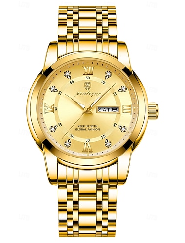  Orologio da Uomo di Lusso Marca Impermeabile Luminosa Data Settimana Orologio Quartz da Uomo Orologi Sportivi in Acciaio Inossidabile alla Moda