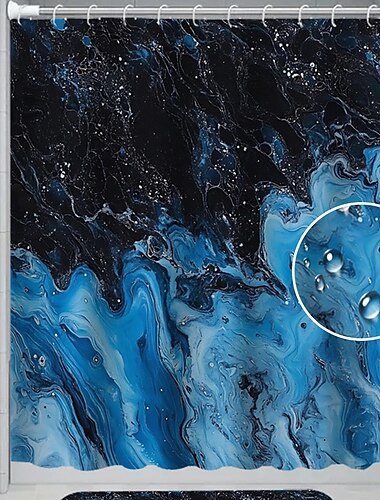  Marmerpatroon Douchegordijn Set 180cm*180cm (70"*70") 4-Delige Abstract Ontwerp Waterdicht Polyester met Antislip Badmat Toiletzitting Cover Tapijt Inclusief 12 Haken voor Badkamer Decor