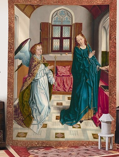  Mittelalterlicher Wandteppich Mittelalter Wandteppich Gotische Kunst Großer Wandteppich Wandgemälde Dekoration Foto Hintergrund Decke Vorhang Wohn Schlaf Wohnraum Dekoration Die Verkündung