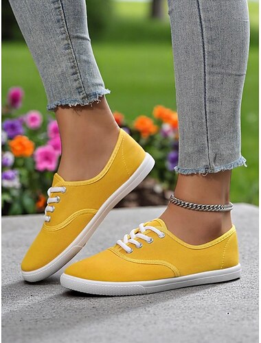  Canvas-Sneaker für Damen – leichte Freizeitschuhe zum Schnüren für Frühlingsausflüge, Streetstyle und Komfort im Alltag