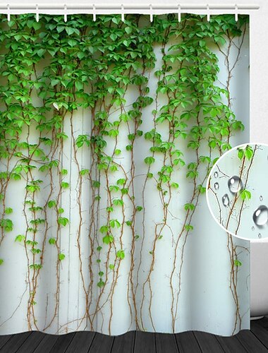  Douchgordijn met haken 180 cm*180 cm (70"*70") Polyester wasbaar waterdicht bloemenplant bladerenpatroon
