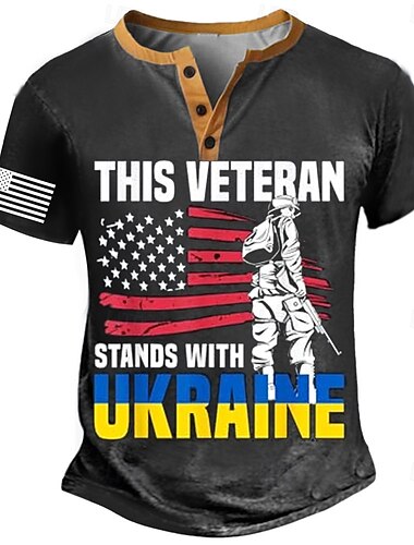  Herren Veteranen-Tag T Shirt Henley Hemd Kurzarm Designer Retro Vintage Straße Lässig Täglich Sommer Frühling Armee-Grün Schwarz Marineblau Henley Henley T-Shirt