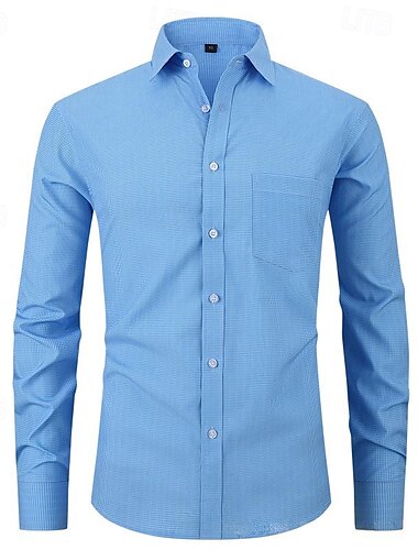  Homme Chemise Chemise habillée Chemise Boutonnée À carreaux Mariage Quotidien Rose dragée Rouge Bleu Bleu Ciel manche longue Col Rabattu Printemps & Automne Vêtement Tenue Avec Poches