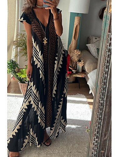  Per donna Abito Midi Abito da Cocktail Abito Floreale Abito Boho Moda Moderno Vacanza Tè Uscire Vestibilità regolare Fiore Senza Maniche Scollo a V Blu Nero Vino Verde scuro Estate