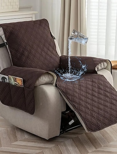  Fundas para sillones reclinables 100 % impermeables, fundas antideslizantes para sillones reclinables con bolsillo, protector de muebles acolchado lavable para sillones reclinables para niños y