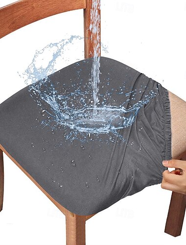  2 fundas de asiento para comedor, color burdeos, impermeables, elásticas, con respaldo alto, fundas de licra para asiento de silla con banda elástica para boda