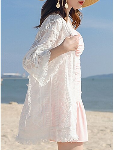  Maillots de bain pour femmes Robe de bain Cover Up Maillot de bain en dentelle Mode de vacances Plage Unisexe Manches longues Maillots de bain