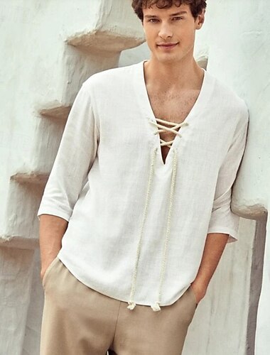  Retro Středověké Renesanční Tričko Pirát Viking Pevná barva Maškarní kostým Pánské Viking Pirát předvečer Všech svatých Karneval Dovolená LARP Ren Faire Dospělé Tričko Léto