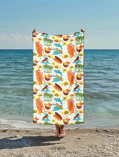  bedrukte strandhanddoek, lichtgewicht, snel drogend, zandvrij strandlaken, ideaal voor op reis, bij het zwembad en buitenshuis