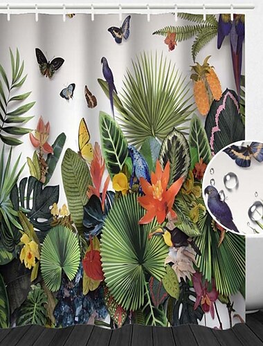  Douchegordijn met Haakjes 180cm*180cm (70"*70") Polyester Wasbaar Waterdicht Bos Tropisch Regenwoud Plant Patroon Thuisdecoratie Badkamer