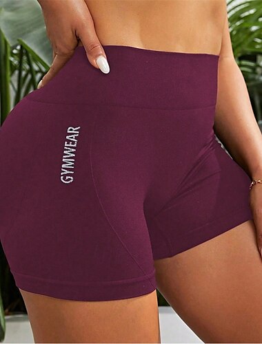  Damen Yogashorts Elastischer Bund Leicht Hohe Taille Yoga Fitnesstraining Pilates Shorts Dunkelgrau Rot Braun Schwarz Sport Sportkleidung Dehnbar Schlank