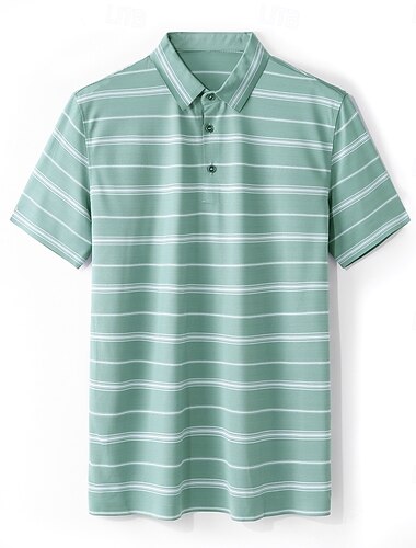  Herren Seidenmischung Business Casual Revers Kurzarm Büro Old Money Style Gestreift Knöpfe Sommer Frühling Herbst Rosa Blau Grün