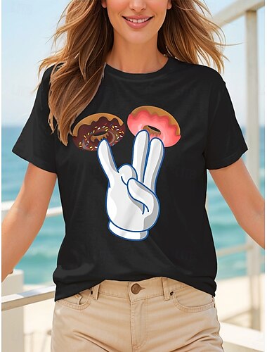  Pentru femei Tricou Grafic Epocă Stilat Clasic Manșon scurt Stil Nautic Rotund Topuri obișnuite Zilnic Ieșire Sfârșit de săptămână Imprimeu Negru Albastru piscină Trifoi Vară Primăvară