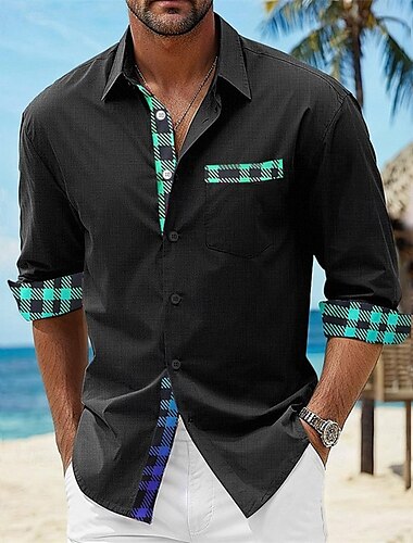  Men's Shirt Summer Shirt Casual Shirt Beach Shirt Button Up Shirt Light Pink Black White Blue Taupe Short Sleeve Printed Lapel Vacation Hawaiian Clothing Apparel Polyester Fashion Casual Comfortable