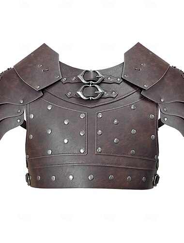  Rétro Vintage Médiéval Renaissance Armure Ren Faire Pirate Guerrier Viking Rivet Couleur Unie Homme Viking Halloween Carnaval Mascarade Carnaval Halloween Mascarade Adulte Armure d'épaule