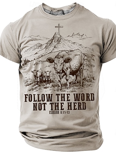  Homens cristão Camiseta Manga Curta Camiseta Impressão 3D Gola Redonda Camisa Moda Diário Casual Rua Casual Diário Azul Claro Verde cáqui Verão Primavera Todas as Estações Roupa S M L XL XXL XXXL