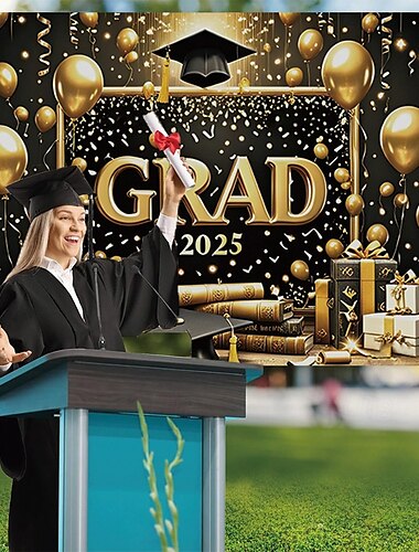  Herzlichen Glückwunsch Absolvent Banner Abschluss-Hintergrund Abschlussdekorationen 2025 Glückwunsch Graduierte Banner Grad-Dekorationen Patio Garten Schule