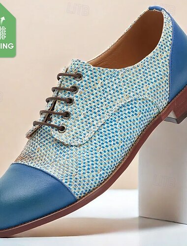  chaussures oxford tissées bleues pour hommes – chaussures élégantes à lacets en tricot de nylon pour les événements professionnels et formels