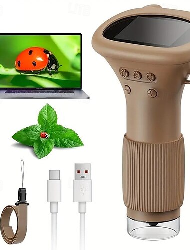  Tragbares Kindermikroskop, Mini-Hand-Digitalmikroskop für Kinder und Erwachsene, TF-Kartensteckplatz, Makro-IPS-Bildschirm, elektronische Lupe, Geburtstags- und Weihnachtsgeschenk für Kinder