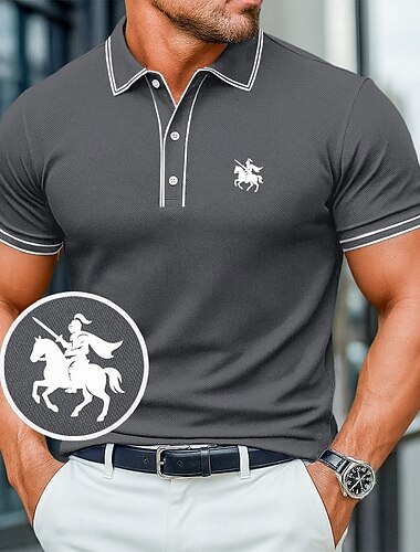 Herren Baumwoll-Poloshirt Golf Poloshirts Arbeit Geschäft Gerippter Polokragen Klassisch Kurzarm Basic Modern Einfarbig Knöpfe Basic Frühling & Sommer Ganzjahres Normale Passform Dunkelrot Schwarz